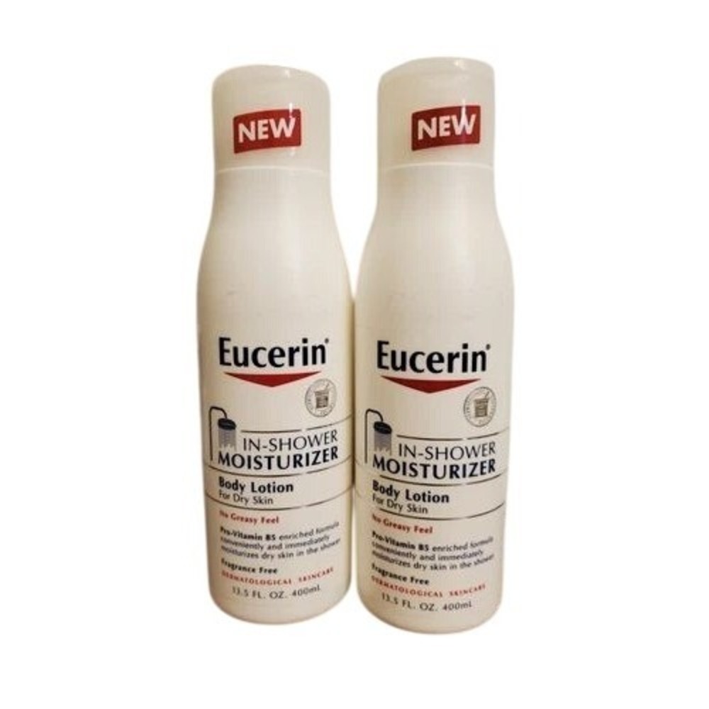 Eucerin In-Shower Moisturizer Body Lotion Dry Skin 13.5oz 2 Pack Fragrance Free